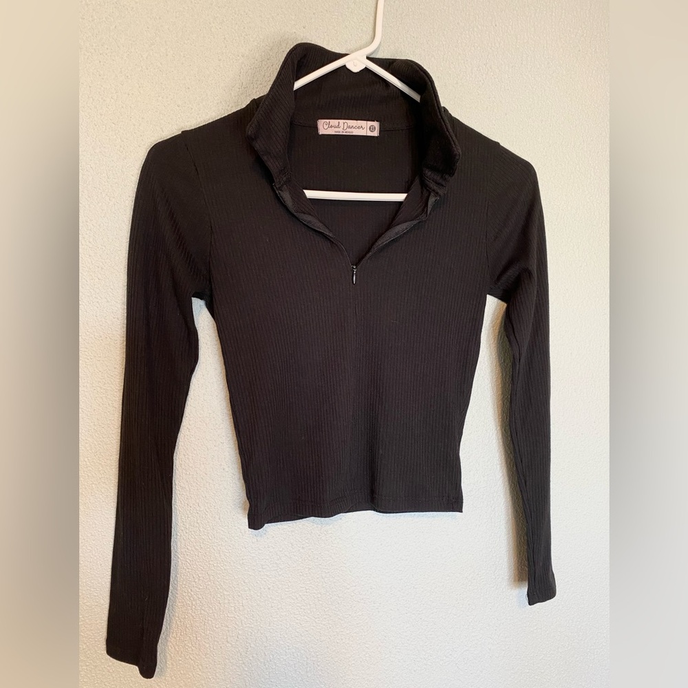 Cloud Dancer Women’s Black Cropped Half-Zip Sz XS - Picture 2 of 5